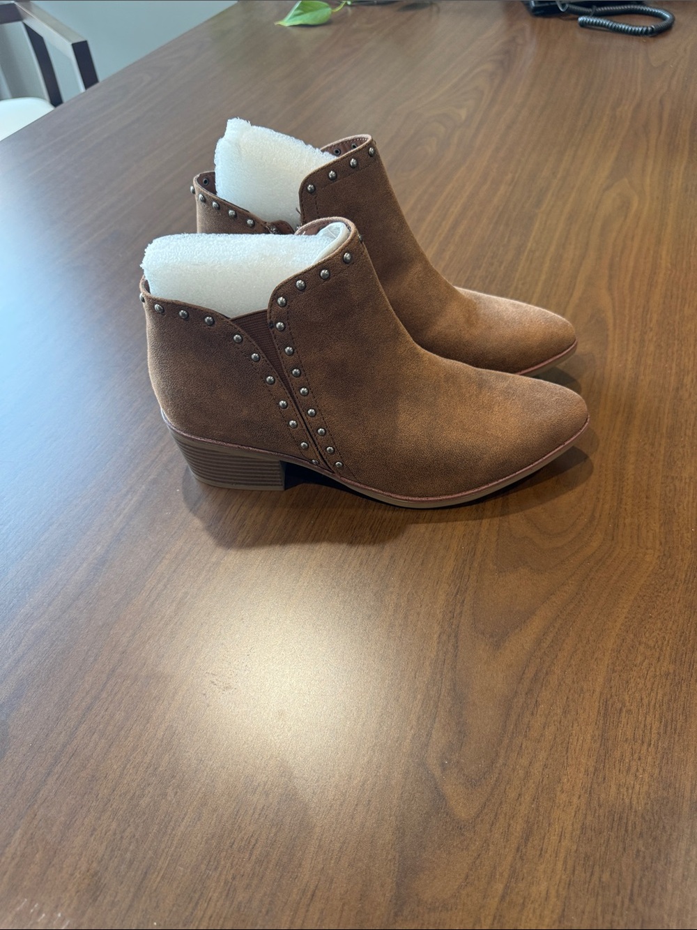 MIA brown Pointed Toe Studded Ankle Booties - Picture 3 of 7